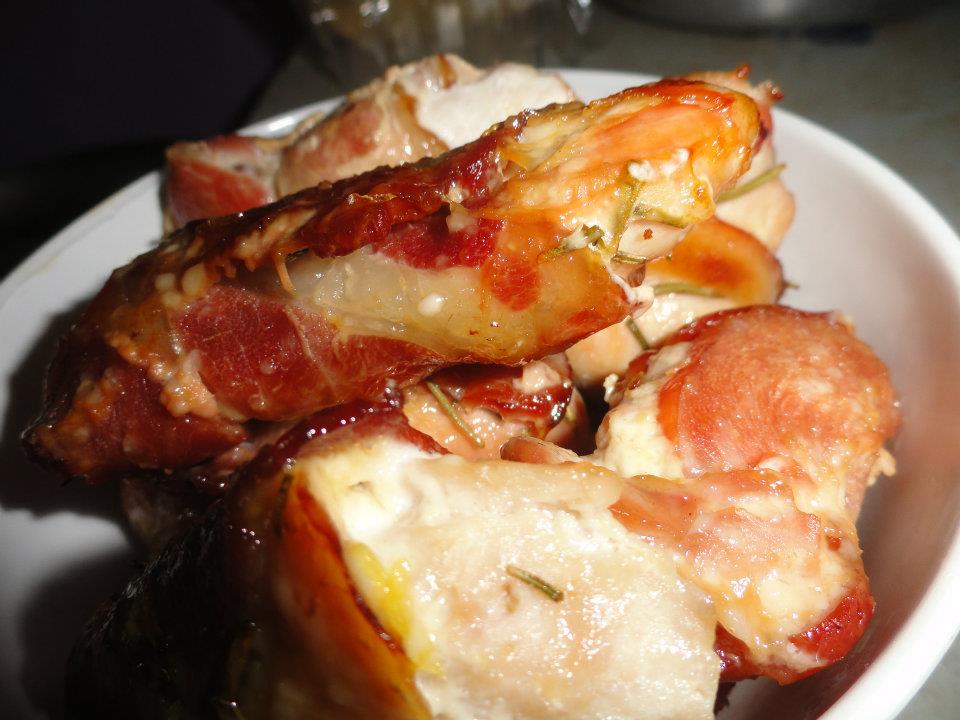 honey glazed chicken and bacon bites